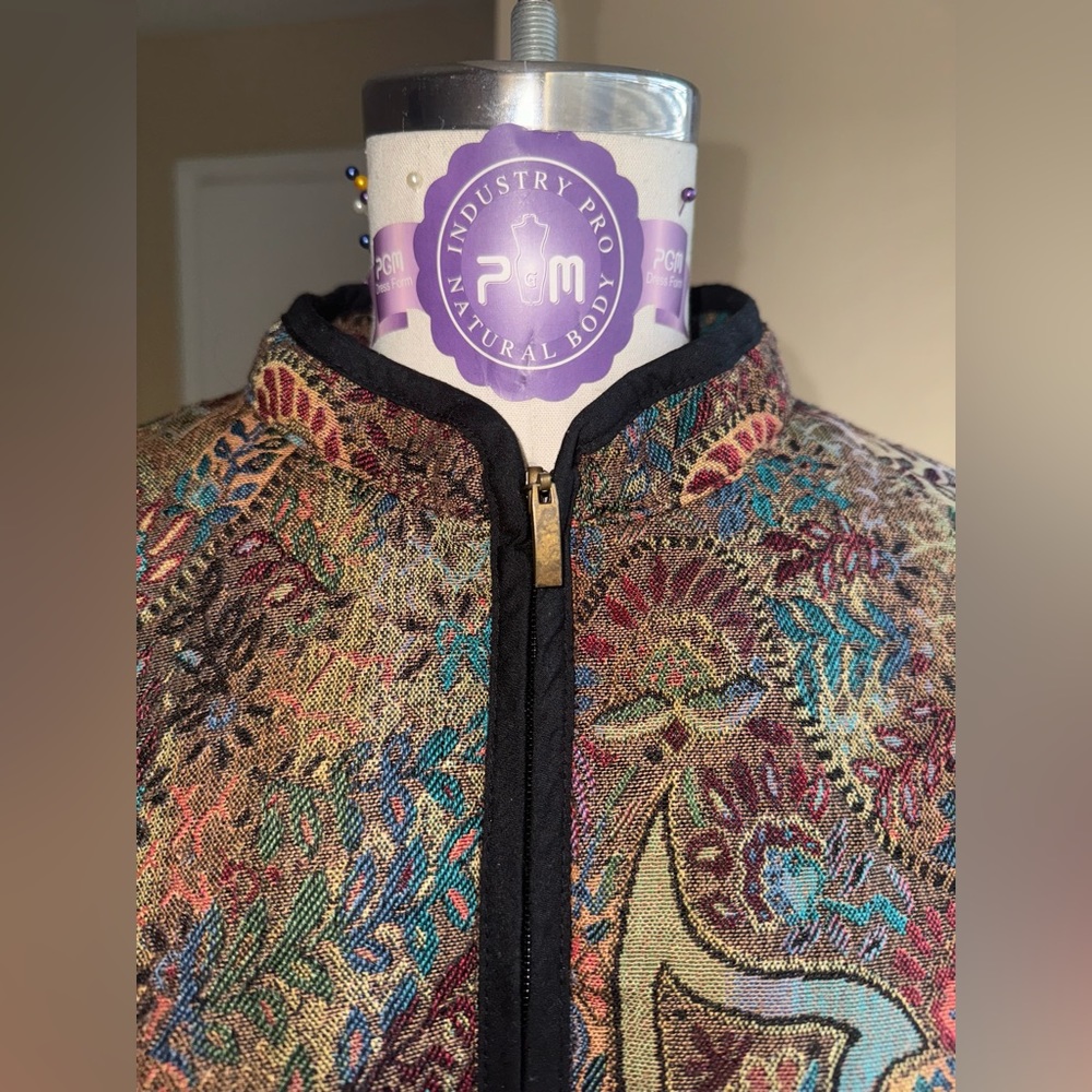 Bon Worth Vintage 80s Tapestry Style Paisley Zip-Up Jacket